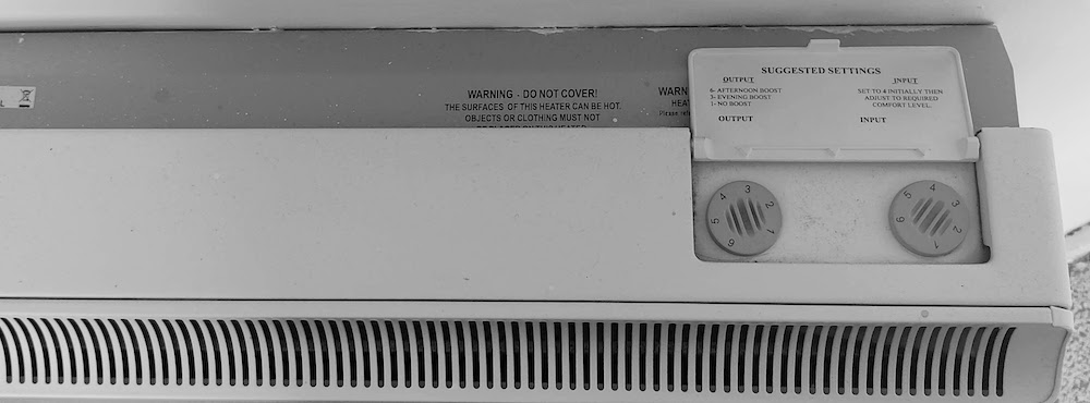 Economy 7 heater with controls shown