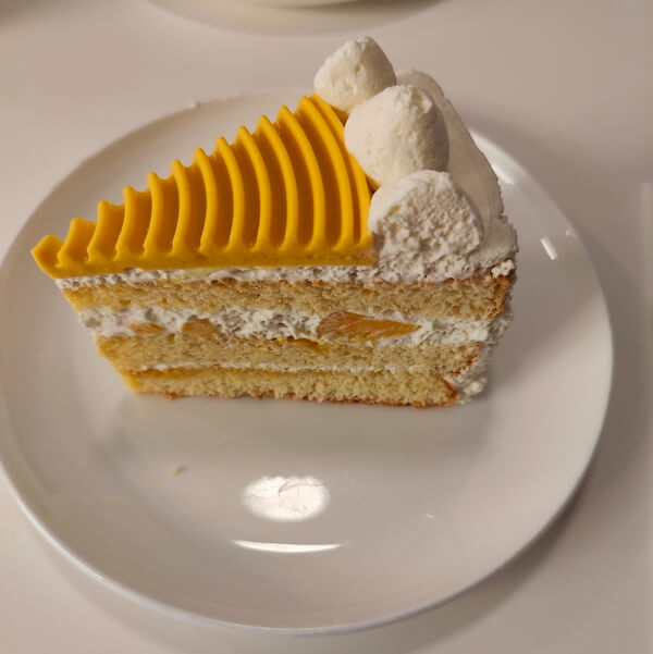 Plate of mango chiffon cake