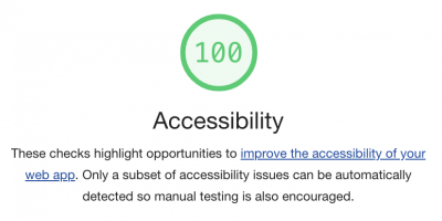Lighthouse audit tool showing 100 Accessibility
