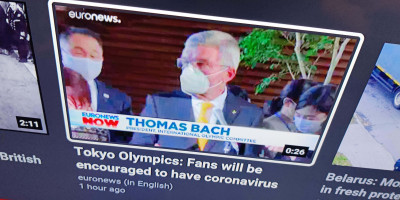 YouTube SmartTV app for with Euronews video thumb titled Tokyo Olympics: Fans will be encouraged to have coronavirus