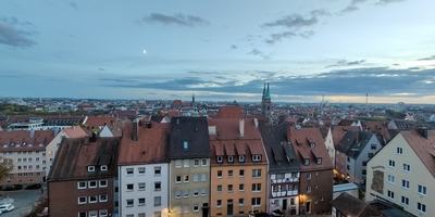 Skyline view at twilight of central Nuremberg