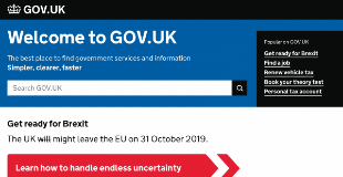 Screenshot of Gov UK website